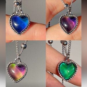 Heart color change mood necklace